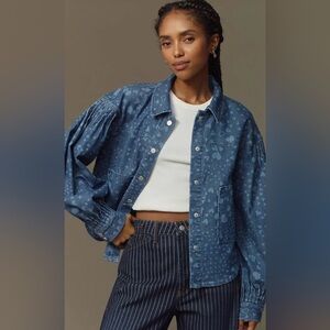 Avec Les Filles Medium NWOT Heart denim jacket